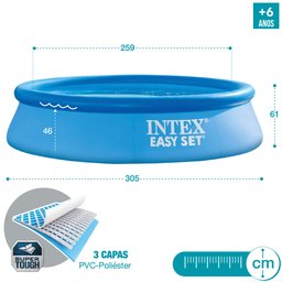 Piscina Inflável Easy Set 3.077 Litros Com Bomba + Capa + Bomba Filtrante Intex - 110v - 4