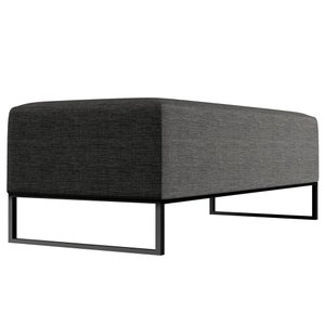 Puff Decorativo Sala de Estar Bali W01 Base Ferro 120x50 cm Linho Cinza Escuro - Lyam Decor