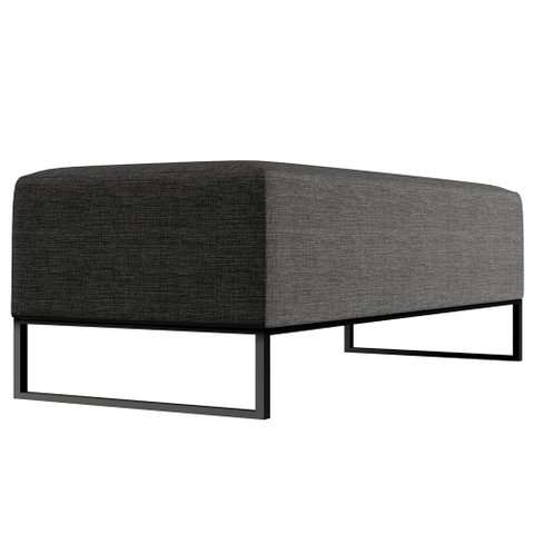 Puff Decorativo Sala de Estar Bali W01 Base Ferro 120x50 cm Linho Cinza Escuro - Lyam Decor