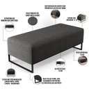 Ver imagem 3 de Puff Decorativo Sala de Estar Bali W01 Base Ferro 120x50 cm Linho Cinza Escuro - Lyam Decor