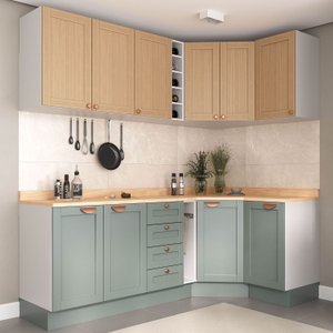 Cozinha Modulada 8 Peças com Tampo 4 Aéreos e 4 Balcões Arizona CabeCasa MadeiraMadeira