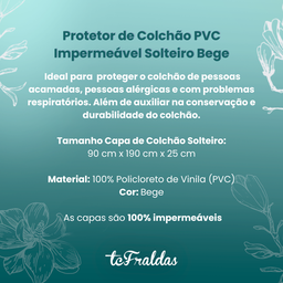 Protetor de Colchão Pvc Impermeável Solteiro com Elástico Bege - 2