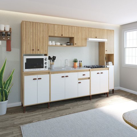 Cozinha Torino 8 - 290 x 220 x 51,5 Marrom/Mel/Off White