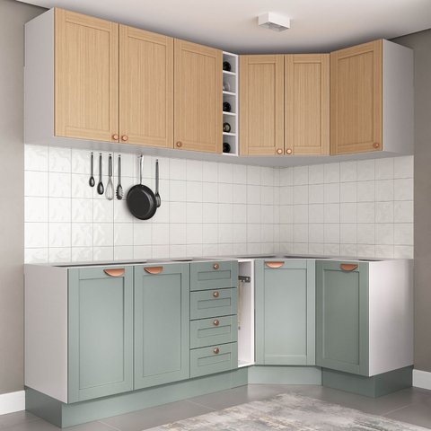 Cozinha Modulada 8 Peças sem Tampo 4 Aéreos e 4 Balcões Arizona CabeCasa MadeiraOriginals