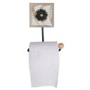 Ver imagem 6 de Kit para Banheiro com 3 Toalheiros e 1 Porta Papel Higiênico Rustico Flor Branca Cor Preto