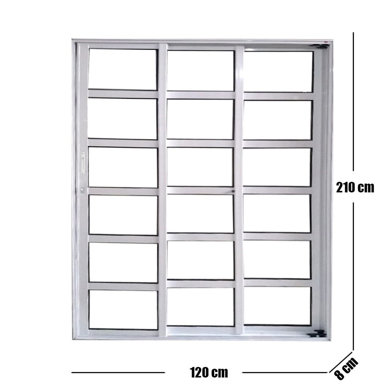 Porta Travessa de Correr 3 Folhas 210 X 120cm com Fechadura Linha 25 - 3