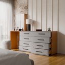 Ver imagem 2 de Cômoda Dublin 8 Gavetas com Espelho Cinza/Freijó - Panorama Móveis