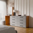 Ver imagem 1 de Cômoda Dublin 8 Gavetas com Espelho Cinza/Freijó - Panorama Móveis