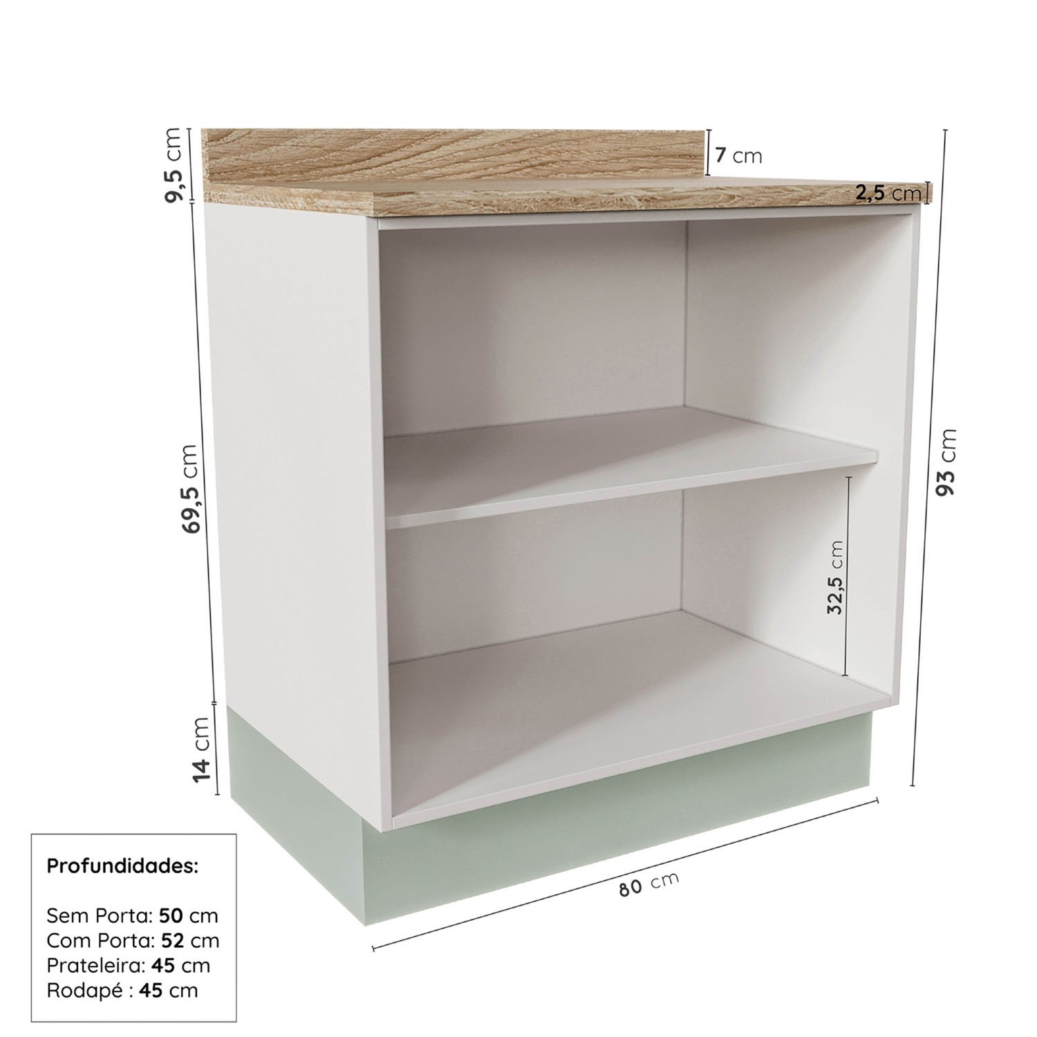 Cozinha Modulada 8 Peças com Tampo 1 Torre 4 Aéreos 3 Balcões Arizona Cabecasa Madeiramadeira - 16