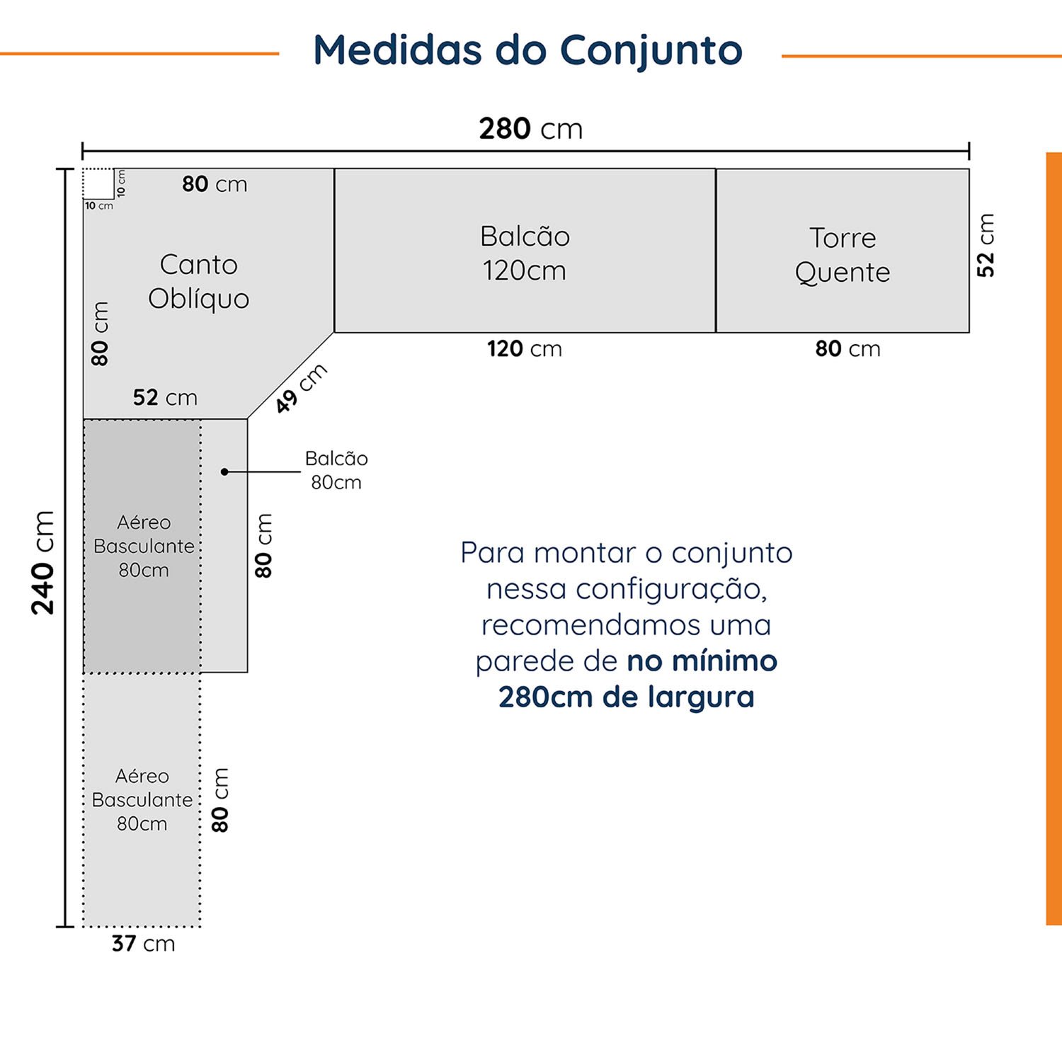 Cozinha Modulada 8 Peças com Tampo 1 Torre 4 Aéreos 3 Balcões Arizona Cabecasa Madeiramadeira - 2