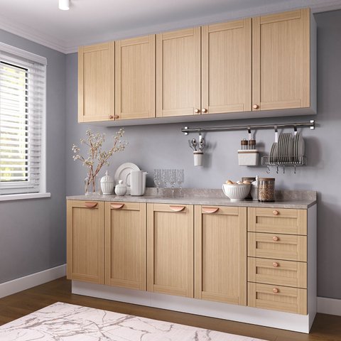 Cozinha Modulada 4 Peças com Tampo 2 Aéreos 2 Balcões Arizona CabeCasa MadeiraOriginals