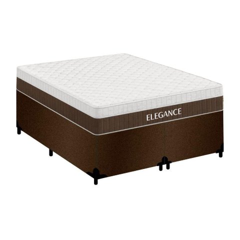 Cama Box com Colchão Casal Elegance Molas Ensacadas Suede Marrom Royal 138cm