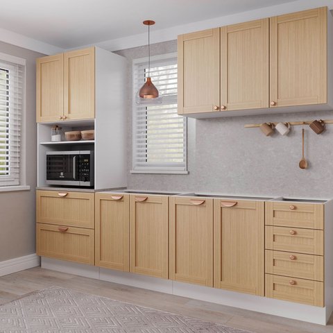 Cozinha Modulada 4 Peças sem Tampo 1 Torre 1 Aéreo 2 Balcões Arizona CabeCasa MadeiraOriginals Marrom/Figueira