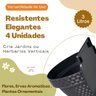 Kit 4 Vasos Parede Meia Lua Herbario Flores Anti-dengue Plantas Suculentas 3l Ervas Aromaticas Preto - 3