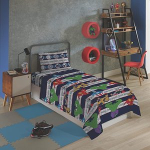 Jogo de Lençol Personagens Vingadores Solteiro Lepper 3 Peças Microfibra Azul