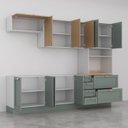 Ver mais imagens de Cozinha Planejada 5 Peças sem Tampo 1 Torre 2 Aéreos 2 Balcões Arizona CabeCasa MadeiraOriginals Verde/Figueira/Menta