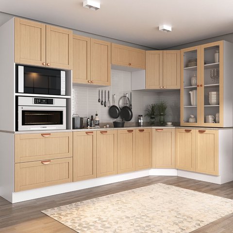 Cozinha Modulada 9 Peças com Tampo 1 Torre 4 Aéreos 4 Balcões Arizona CabeCasa MadeiraOriginals