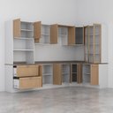 Ver mais imagens de Cozinha Modulada 9 Peças com Tampo 1 Torre 4 Aéreos 4 Balcões Arizona CabeCasa MadeiraOriginals Marrom/Figueira