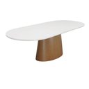 Ver imagem 1 de Mesa de Jantar Roma Oblongo 180x90cm - Amêndoa - Tampo 180x90cm Branco/vidro Off-white