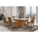 Ver imagem 1 de Sala de Jantar Completa Luna C- Tampo de Vidro Canto Curvo 180x90cm e 6 Cadeiras Jade Imbuia-off