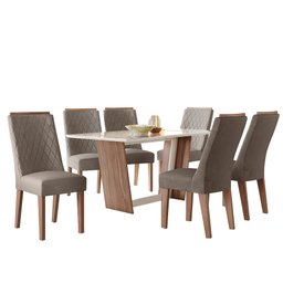 CONJUNTO SALA DE JANTAR ROMÊNIA 1,56 X 0,84 COM 6 CADEIRAS AMÊNDOA 01A - 2