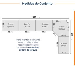 Cozinha Modulada 9 Peças sem Tampo 1 Torre 4 Aéreos 4 Balcões Arizona CabeCasa MadeiraMadeira - 2