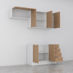 Cozinha Modulada 3 Peças sem Tampo 2 Aéreos 1 Balcão Arizona Cabecasa Madeiramadeira - 6