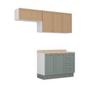 Ver imagem 7 de Cozinha Modulada 3 Peças com Tampo 2 Aéreos 1 Balcão Arizona CabeCasa MadeiraOriginals Marrom/Figueira/Menta