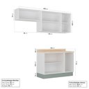 Ver imagem 2 de Cozinha Modulada 3 Peças com Tampo 2 Aéreos 1 Balcão Arizona CabeCasa MadeiraOriginals Marrom/Figueira/Menta