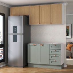 Cozinha Modulada 3 Peças sem Tampo 2 Aéreos 1 Balcão Arizona Cabecasa Madeiramadeira - 1