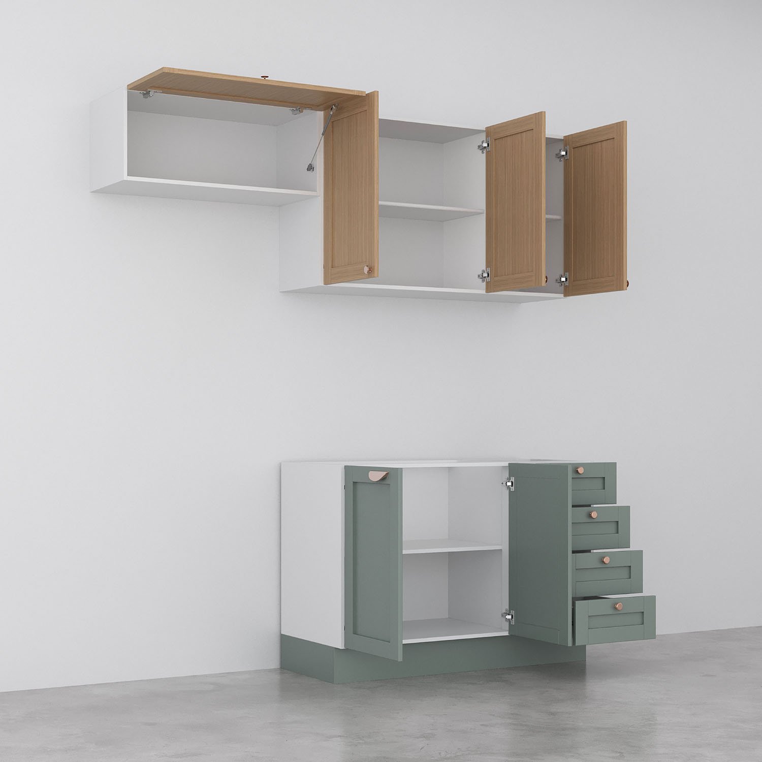 Cozinha Modulada 3 Peças sem Tampo 2 Aéreos 1 Balcão Arizona CabeCasa MadeiraMadeira - 7