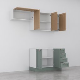 Cozinha Modulada 3 Peças sem Tampo 2 Aéreos 1 Balcão Arizona Cabecasa Madeiramadeira - 7