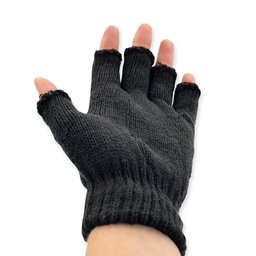 Luva de Lã Liso Preto Meio Dedo Adulto Tamanho Único - 4