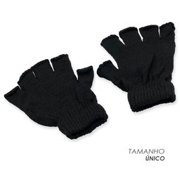 Luva de Lã Liso Preto Meio Dedo Adulto Tamanho Único - 3