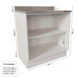 Cozinha Modulada 2 Peças com Tampo 2 Balcões Arizona CabeCasa MadeiraMadeira - 11