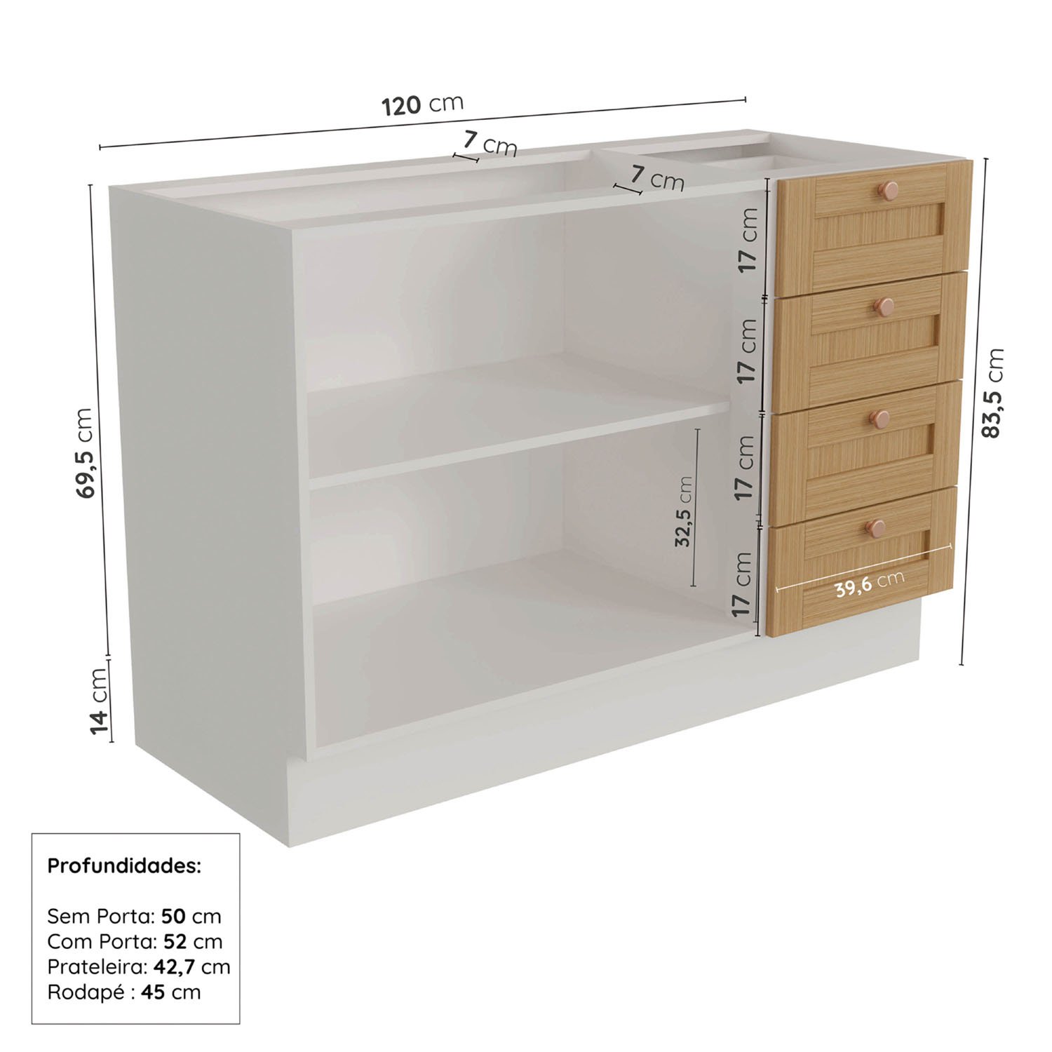 Cozinha Modulada 2 Peças Sem Tampo 2 Balcões Arizona Cabecasa MadeiraMadeira - 9