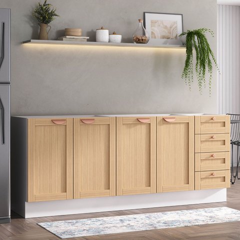 Cozinha Modulada 3 Peças sem Tampo 2 Balcões Arizona CabeCasa MadeiraOriginals Marrom/Figueira