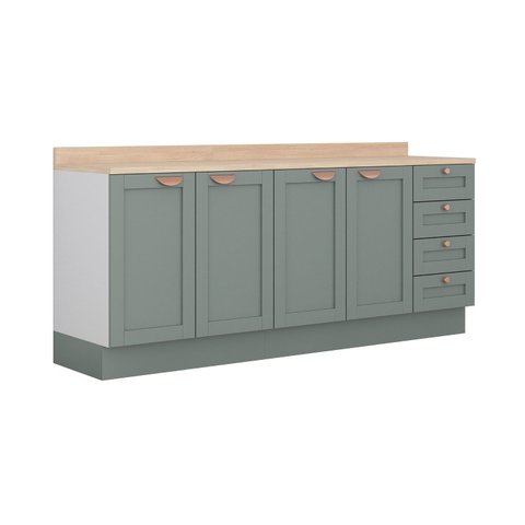 Cozinha Modulada 2 Peças com Tampo 2 Balcões Arizona CabeCasa MadeiraOriginals Verde/Menta