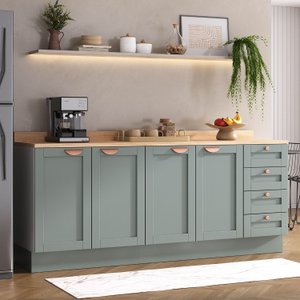 Cozinha Modulada 2 Peças com Tampo 2 Balcões Arizona Cabecasa Madeiramadeira