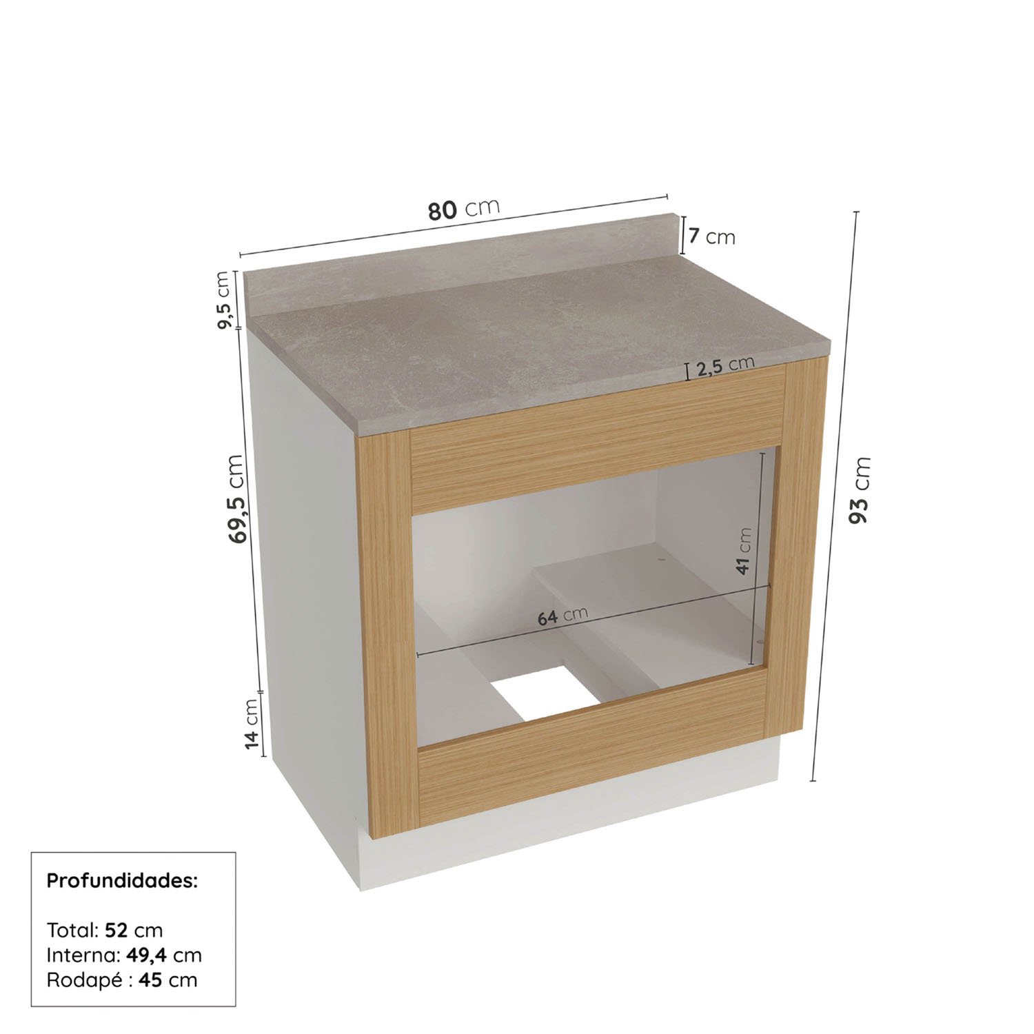 Cozinha Modulada 6 Peças com Tampo 3 Aéreos 3 Balcões Arizona Cabecasa Madeiramadeira - 11