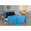 Ver imagem 4 de Jogo de Cama Casal Viúva Nobre 4 Peças Malha 100% Algodão - Turquesa / Preto