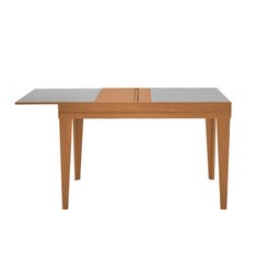 Mesa de Jantar 1,20m Extensível 1,80m Gênova em Madeira Maciça Mel Tampo em Vidro Off White - 6