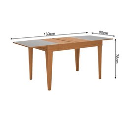 Mesa de Jantar 1,20m Extensível 1,80m Gênova em Madeira Maciça Mel Tampo em Vidro Off White - 3