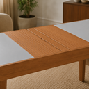 Ver imagem 2 de Mesa de Jantar 1,20m Extensível 1,80m Gênova em Madeira Maciça Mel Tampo em Vidro Off White