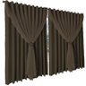 cortina blackout em tecido Livia 5,00 x 2,70 c/voal marrom - 2