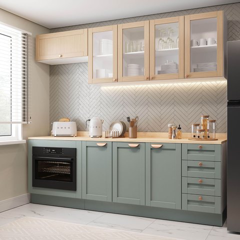 Cozinha Modulada 6 Peças com Tampo 3 Aéreos 3 Balcões Arizona CabeCasa MadeiraOriginals