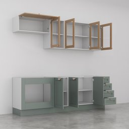 Cozinha Modulada 6 Peças sem Tampo 3 Aéreos 3 Balcões Arizona Cabecasa Madeiramadeira - 8