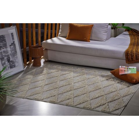 Tapete para Sala 2,00m x 2,50m Antiderrapante Jazz Oásis - DES 13 PÉROLA/CINZA