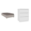 Ver imagem 3 de Cama Box Solteiro Mônaco e Mesa de Cabeceira Veronna Branco/Neve/Off White