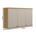 Ver imagem 3 de Armário Aéreo Cozinha 120 Cm Route 3 Portas 100% Mdf Jequitibá/off White Fosco - Pnr Móveis